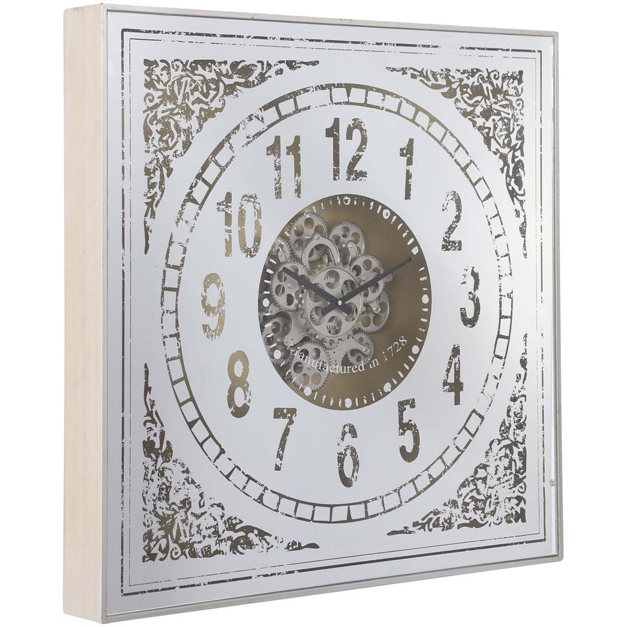 Chilli Decor Ahura Persian Square Mirrored Metal Moving Gears Wall Clock 82cm TQ-Y633 1