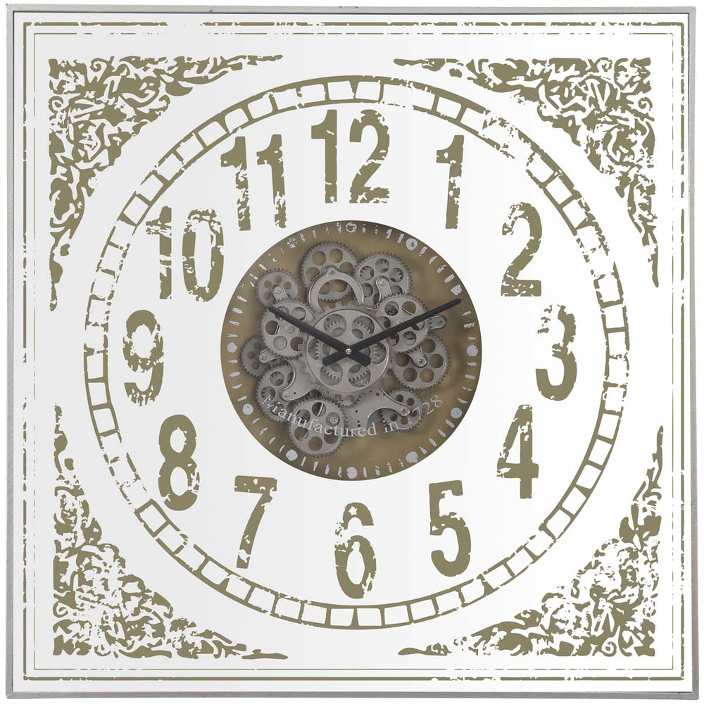 Chilli Decor Ahura Persian Square Mirrored Metal Moving Gears Wall Clock 82cm TQ-Y633 2