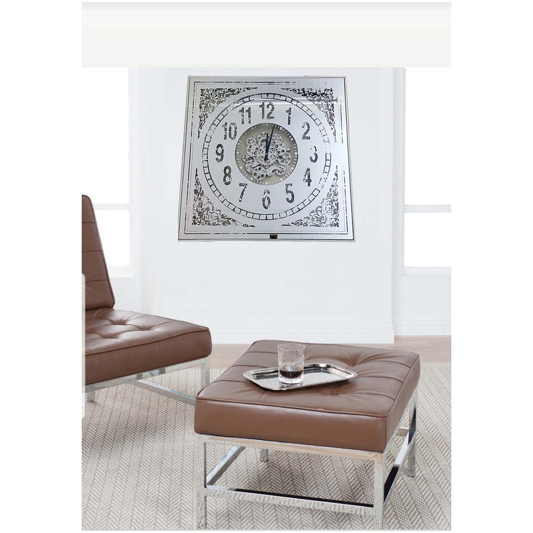 Chilli Decor Ahura Persian Square Mirrored Metal Moving Gears Wall Clock 82cm TQ-Y633 7