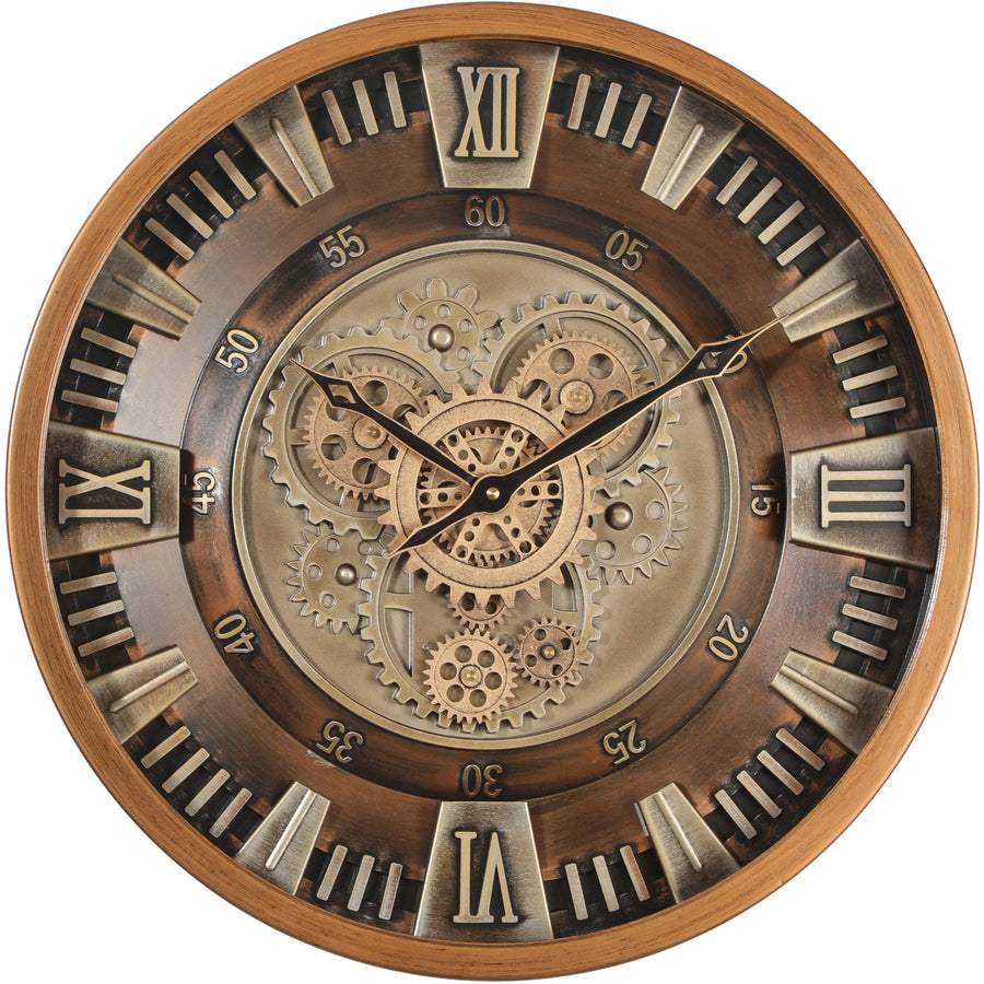 Chilli Decor Asgard Industrial Bronze Metal Moving Gears Wall Clock 46cm TQ-Y750 1