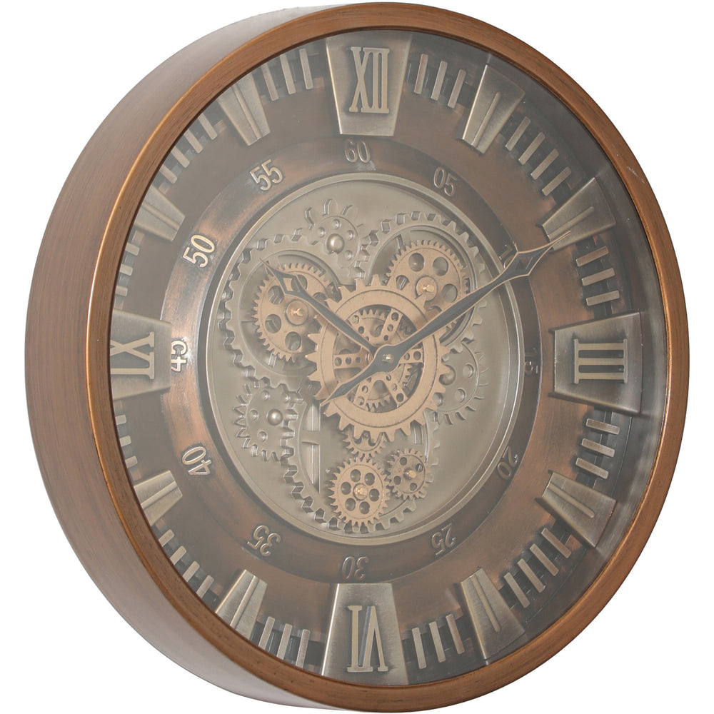 Chilli Decor Asgard Industrial Bronze Metal Moving Gears Wall Clock 46cm TQ-Y750 2