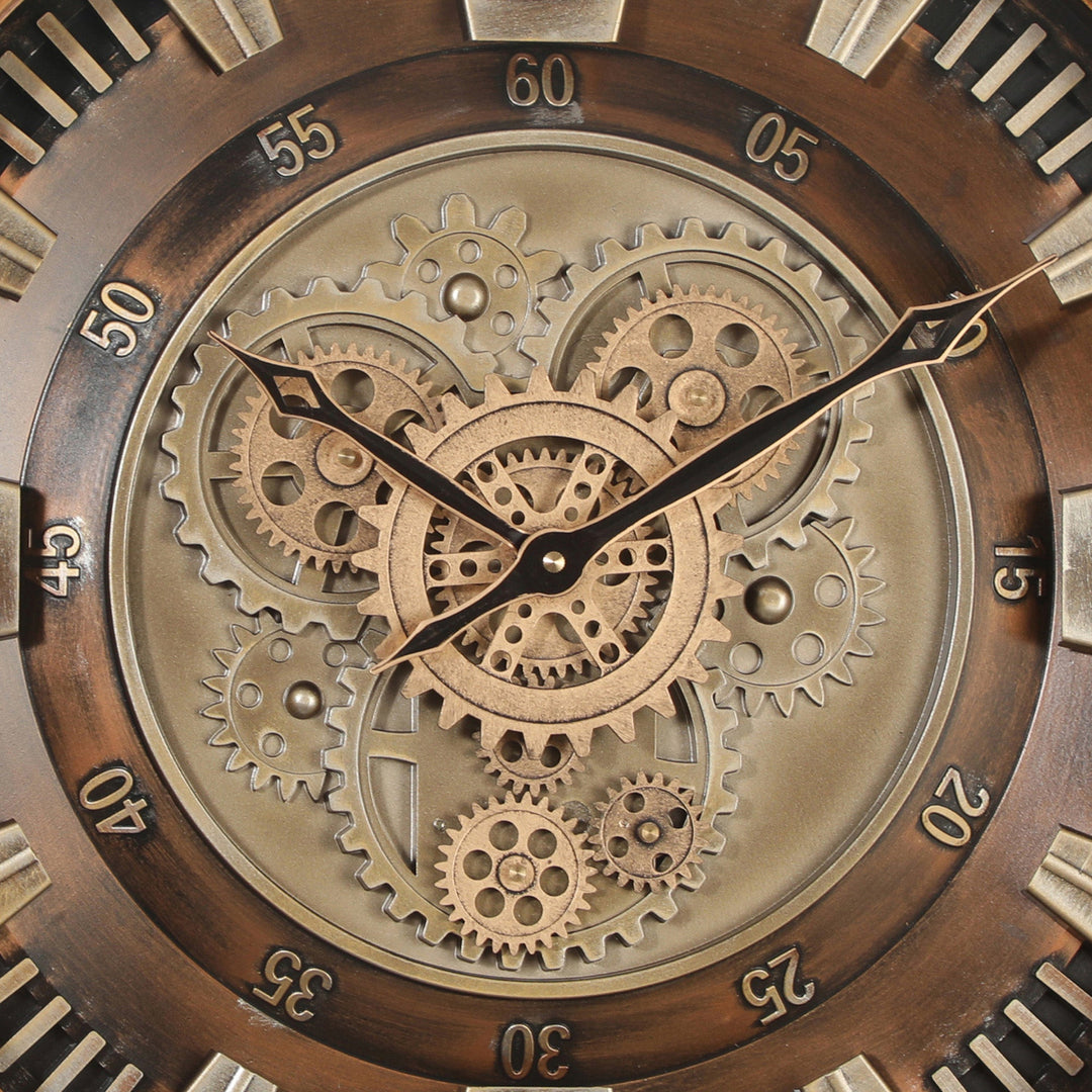 Chilli Decor Asgard Industrial Bronze Metal Moving Gears Wall Clock 46cm TQ-Y750 3