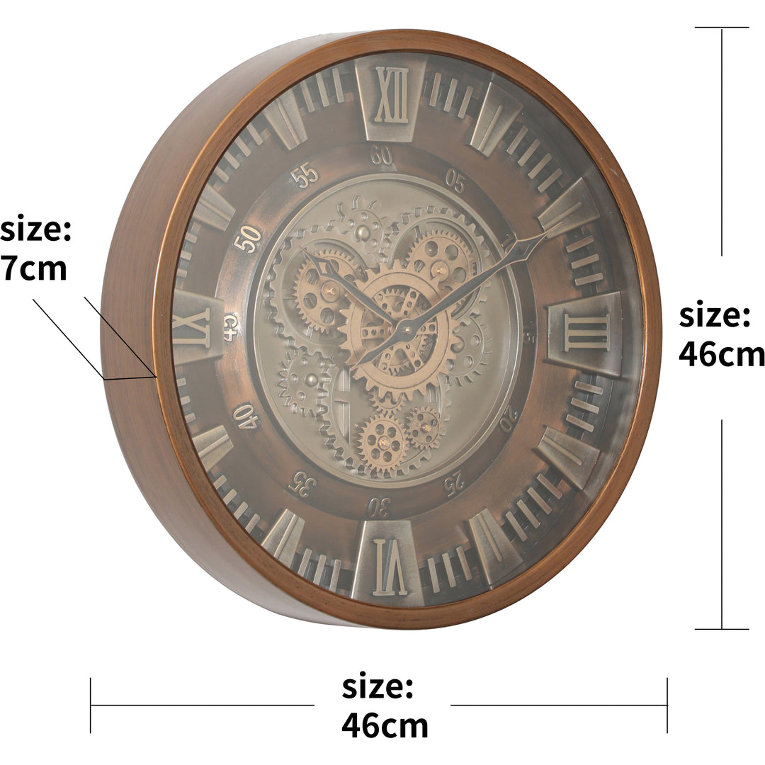 Chilli Decor Asgard Industrial Bronze Metal Moving Gears Wall Clock 46cm TQ-Y750 7