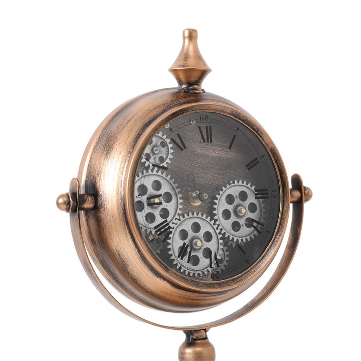 Chilli Decor Atlas Gold Copper Wash Metal Moving Gears Desk Clock 38cm TQ-Y719 3