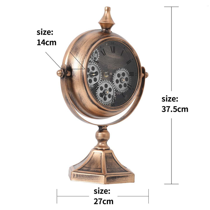 Chilli Decor Atlas Gold Copper Wash Metal Moving Gears Desk Clock 38cm TQ-Y719 6