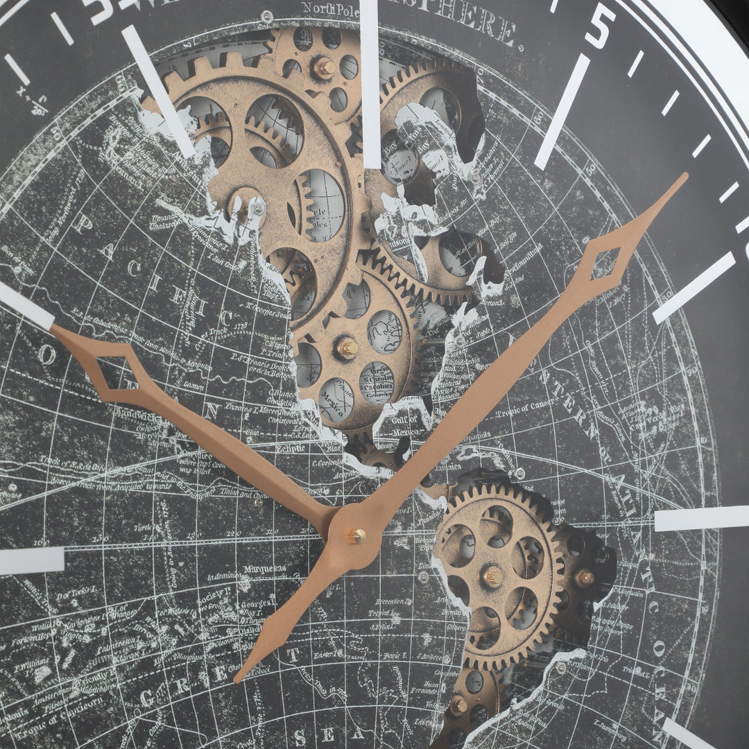 Chilli Decor Atlas Western Hem Industrial Metal Moving Gears Wall Clock 60cm TQ-Y728 3