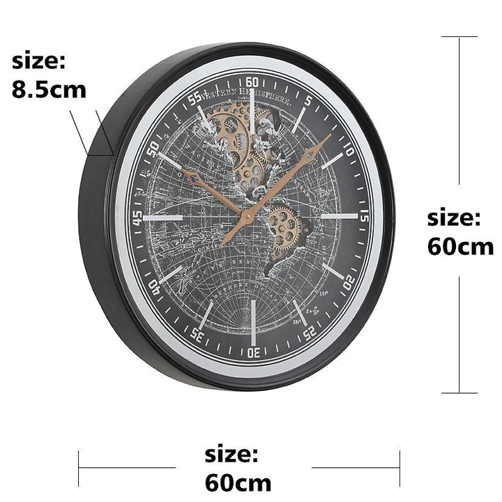 Chilli Decor Atlas Western Hem Industrial Metal Moving Gears Wall Clock 60cm TQ-Y728 6