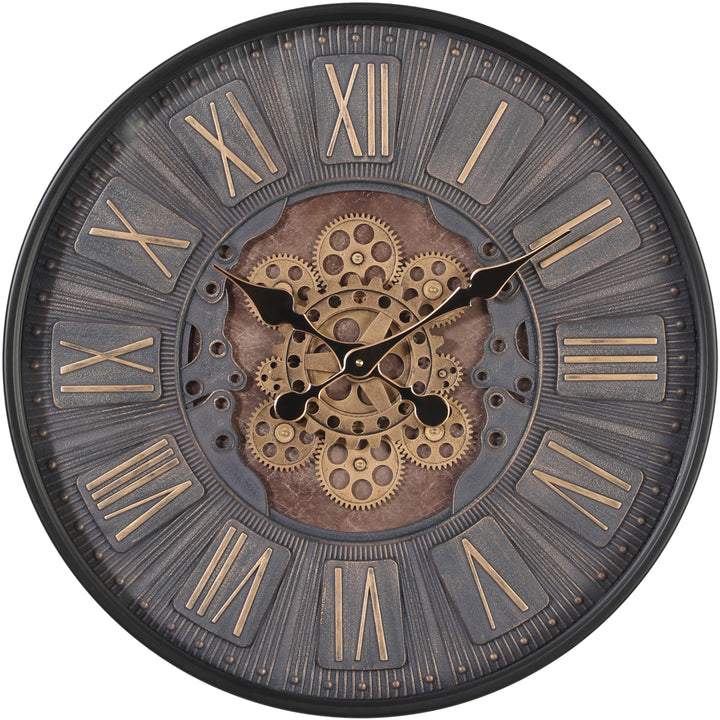 Chilli Decor Blake Industrial Black Metal Moving Gears Wall Clock 60cm TQ-Y757 1