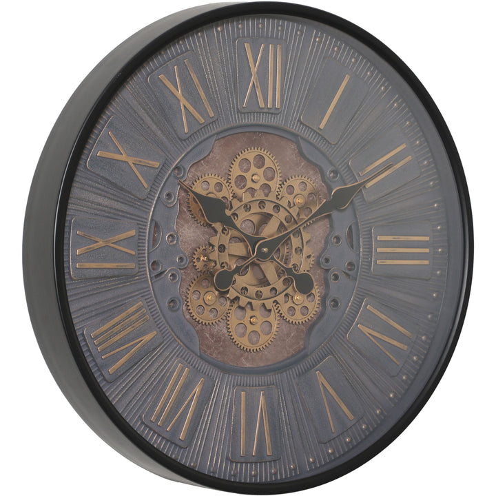Chilli Decor Blake Industrial Black Metal Moving Gears Wall Clock 60cm TQ-Y757 2