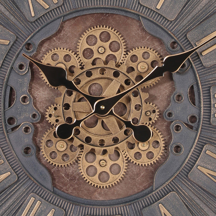 Chilli Decor Blake Industrial Black Metal Moving Gears Wall Clock 60cm TQ-Y757 3