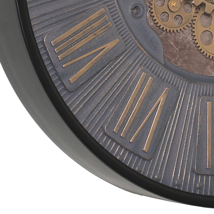 Chilli Decor Blake Industrial Black Metal Moving Gears Wall Clock 60cm TQ-Y757 4
