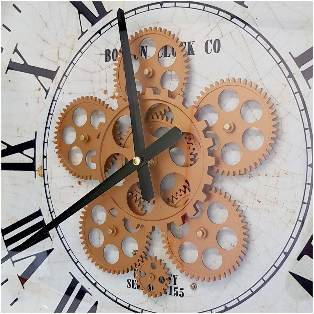 Chilli Decor Boston FOB Watch Silver Metal Moving Gears Wall Clock 63cm TQ-Y684 2
