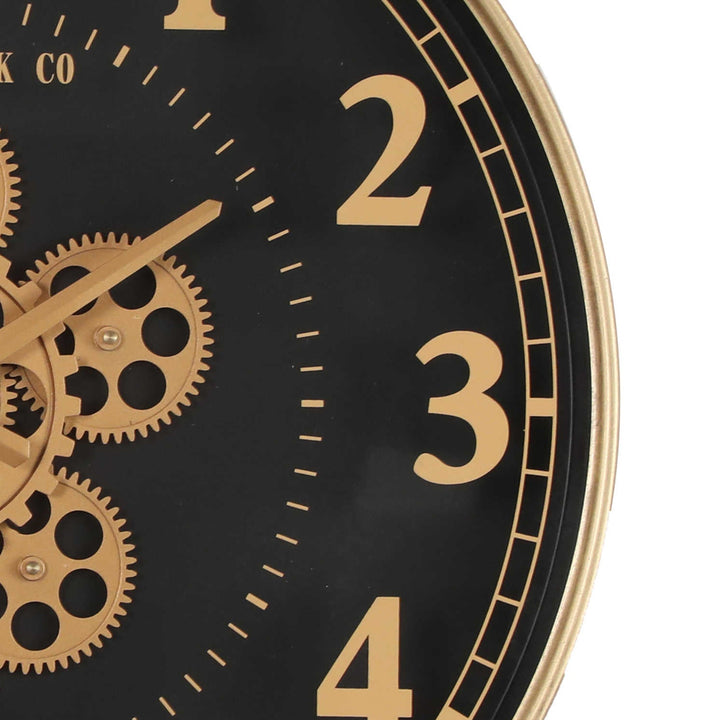 Chilli Decor Boston US Navy Gold and Black Metal Moving Gears Wall Clock 50cm TQ-Y735 2