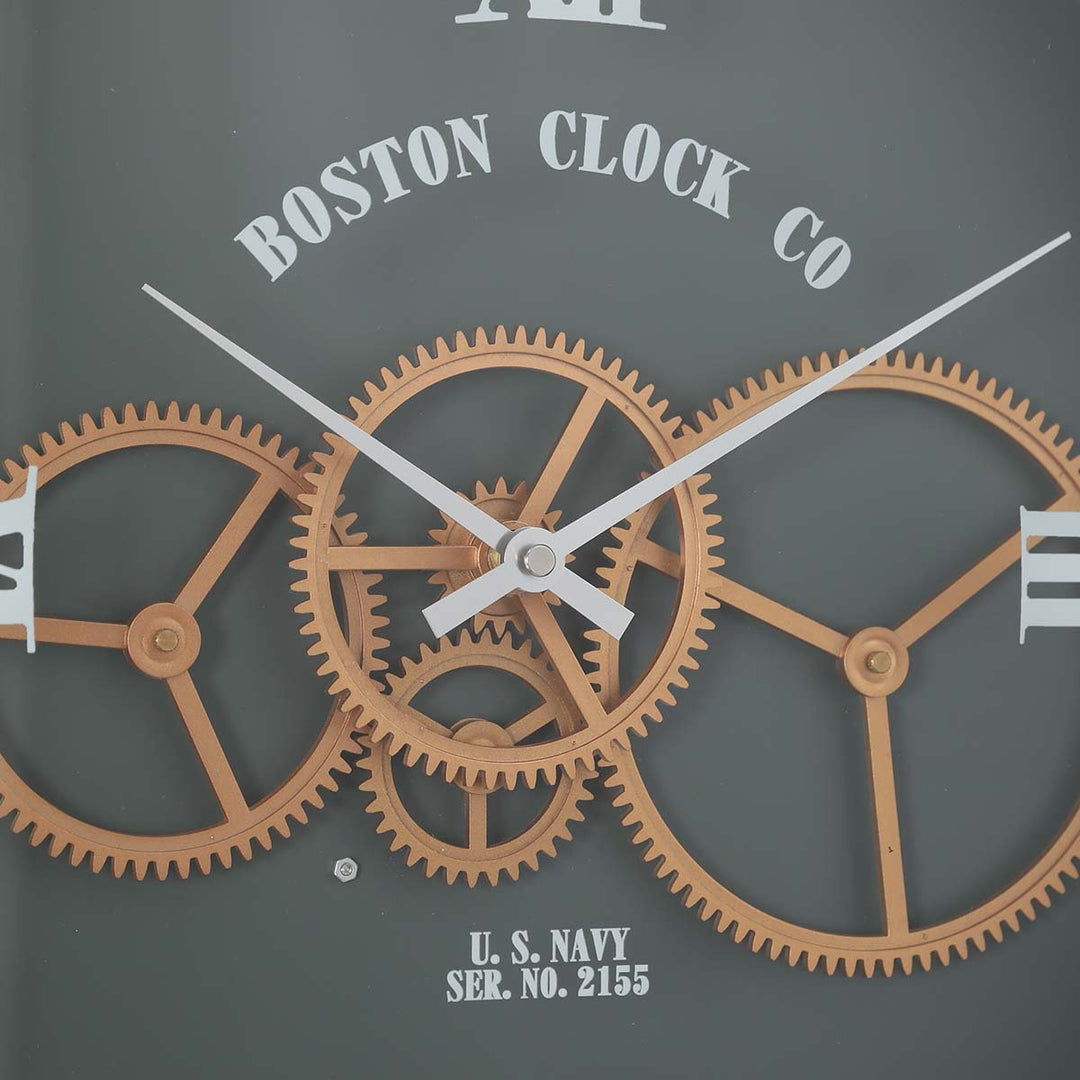 Chilli Decor Boston US Navy Green Metal Moving Gears Wall Clock 40cm TQ-Y716 5