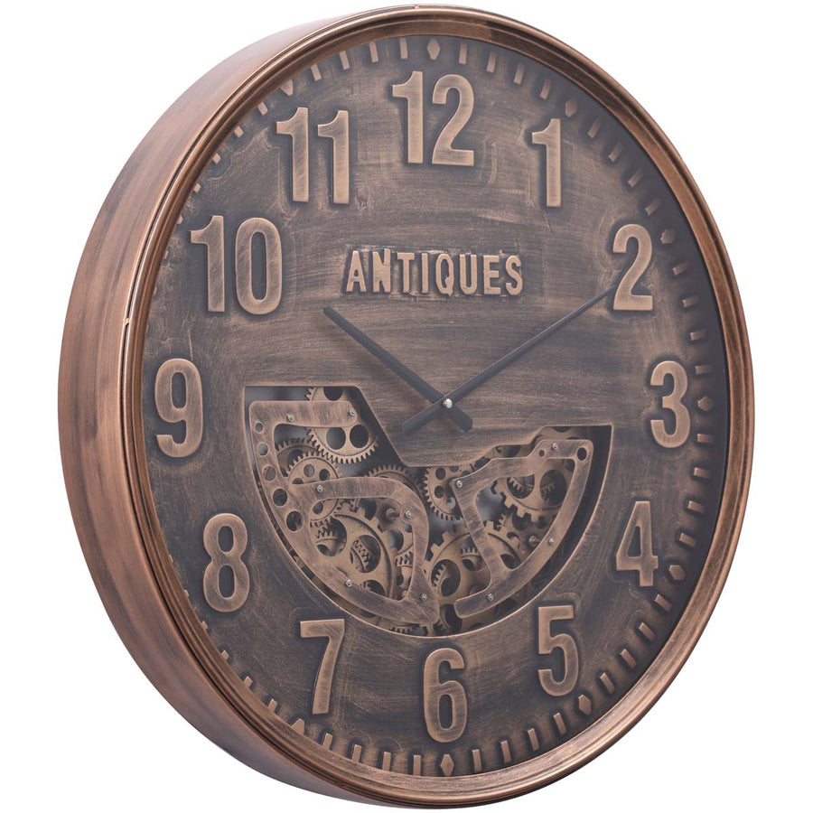Chilli Decor Caesar Antique Bronze Wash Metal Moving Gears Wall Clock 60cm TQ-Y690 1