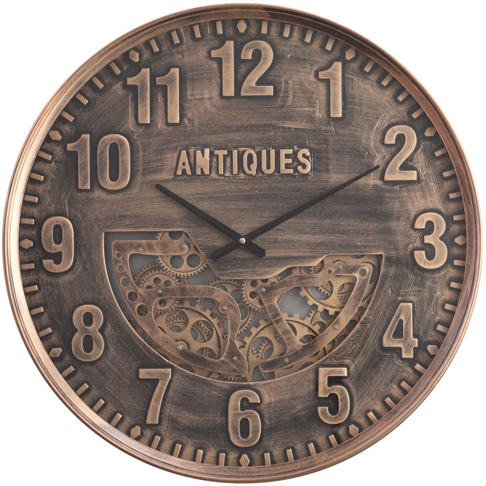 Chilli Decor Caesar Antique Bronze Wash Metal Moving Gears Wall Clock 60cm TQ-Y690 3