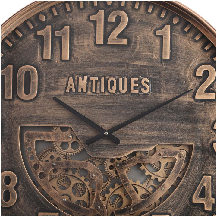Chilli Decor Caesar Antique Bronze Wash Metal Moving Gears Wall Clock 60cm TQ-Y690 4