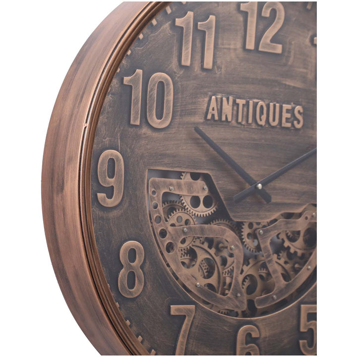 Chilli Decor Caesar Antique Bronze Wash Metal Moving Gears Wall Clock 60cm TQ-Y690 6