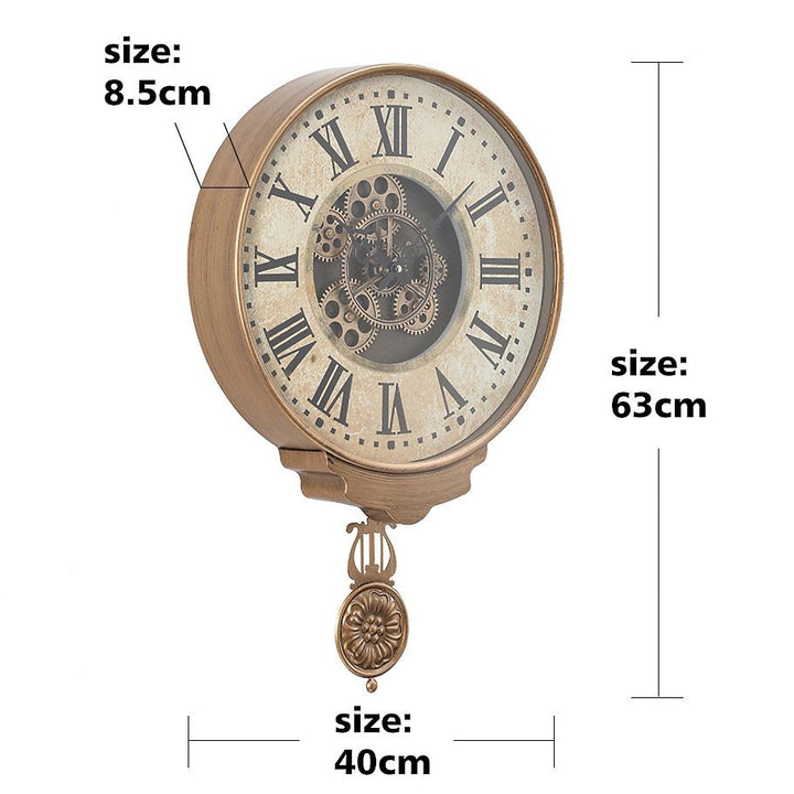 Chilli Decor Cambridge Pendulum Metal Moving Gears Wall Clock 63cm TQ-Y721 6
