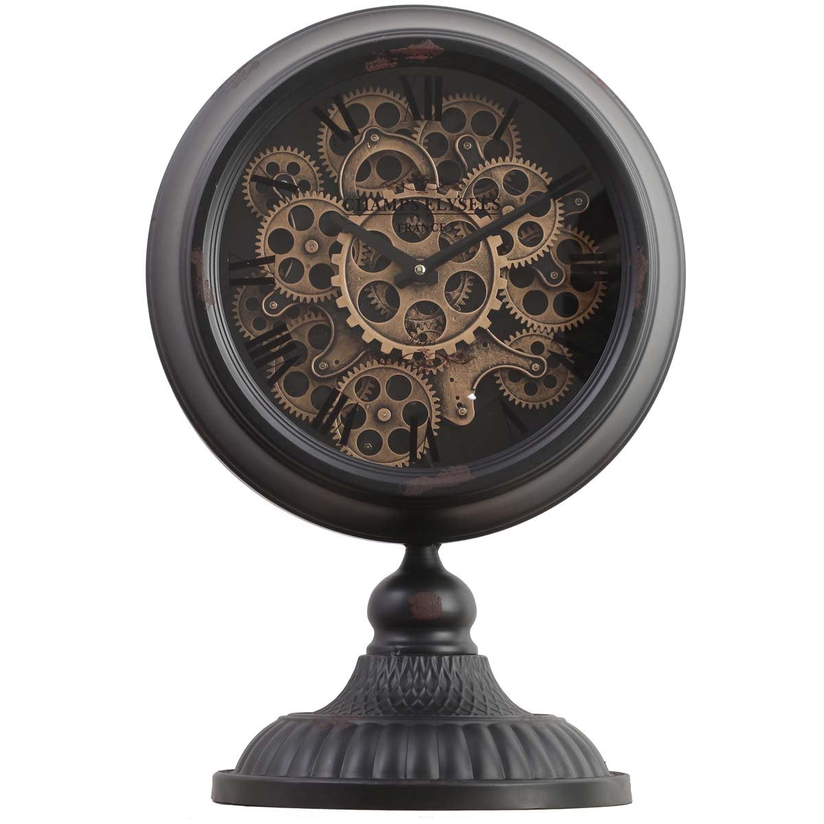 Champs Elysees Distressed Black Metal Moving Gears Desk Champs Elysees Distressed Black Metal Moving Gears Desk