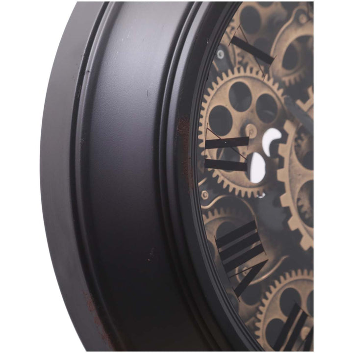 Chilli Decor Champs Elysees Distressed Black Metal Moving Gears Desk Clock 55cm TQ-Y125B 3