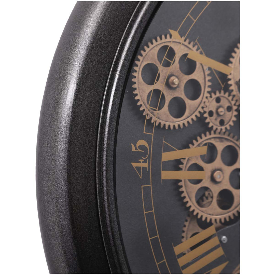 Chilli Decor Champs Elysees FOB Watch Metal Moving Gears Wall Clock Gunmetal 62cm TQ-Y636 6