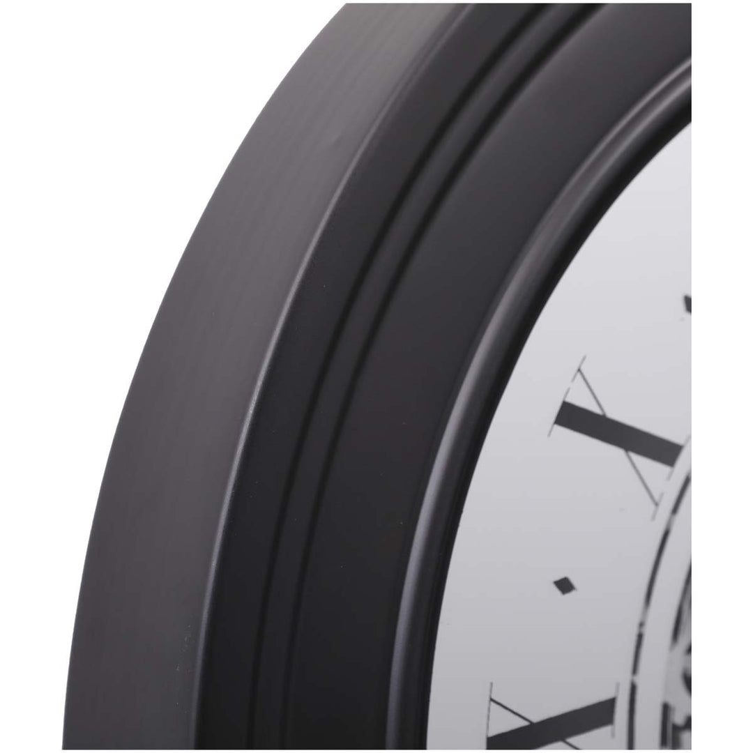 Chilli Decor Champs Elysees Mirrored Black Silver Moving Gears Wall Clock 80cm TQ-Y617 6
