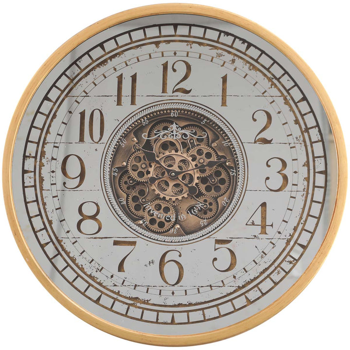 Chilli Decor Chateau Mirrored Gold Metal Moving Gears Wall Clock 80cm TQ-Y673 2