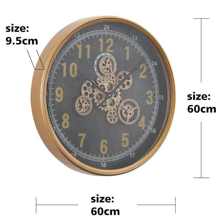 Chilli Decor Columbus Industrial Metal Moving Gears Wall Clock 60cm TQ-Y724 6