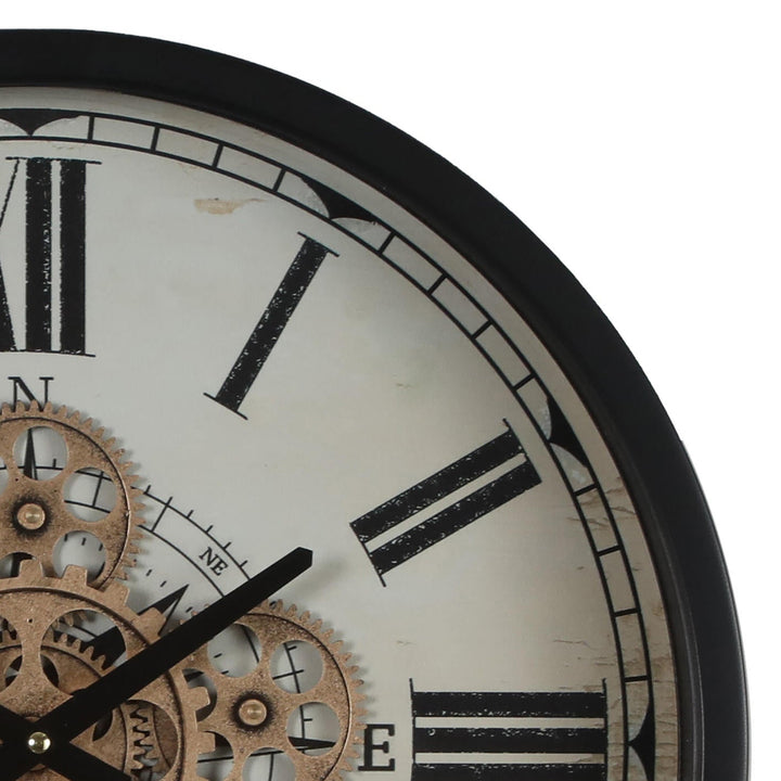 Chilli Decor Compass Black Metal Moving Gears Wall Clock 46cm TQ-Y734 2