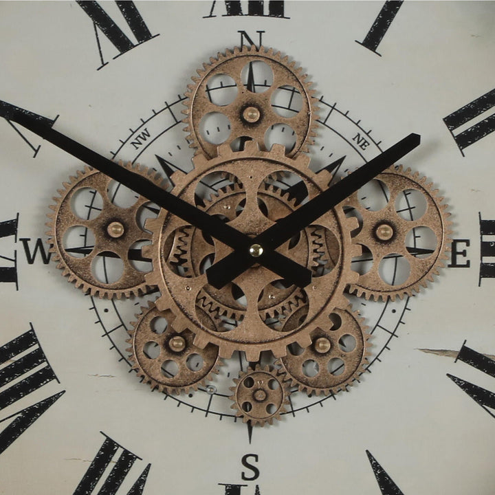 Chilli Decor Compass Black Metal Moving Gears Wall Clock 46cm TQ-Y734 3