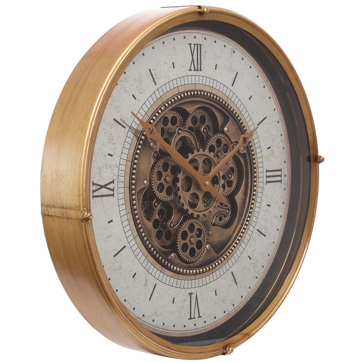 Chilli Decor Compass Golden Metal Moving Gears Wall Clock 60cm TQ-Y678 1