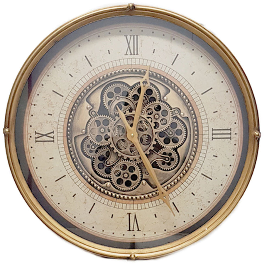Chilli Decor Compass Golden Metal Moving Gears Wall Clock 60cm TQ-Y678 2