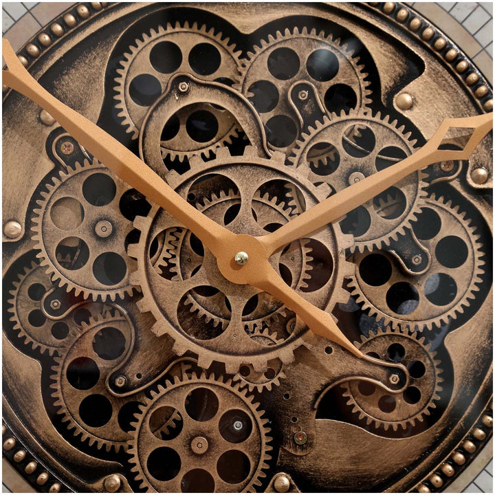Chilli Decor Compass Golden Metal Moving Gears Wall Clock 60cm TQ-Y678 3