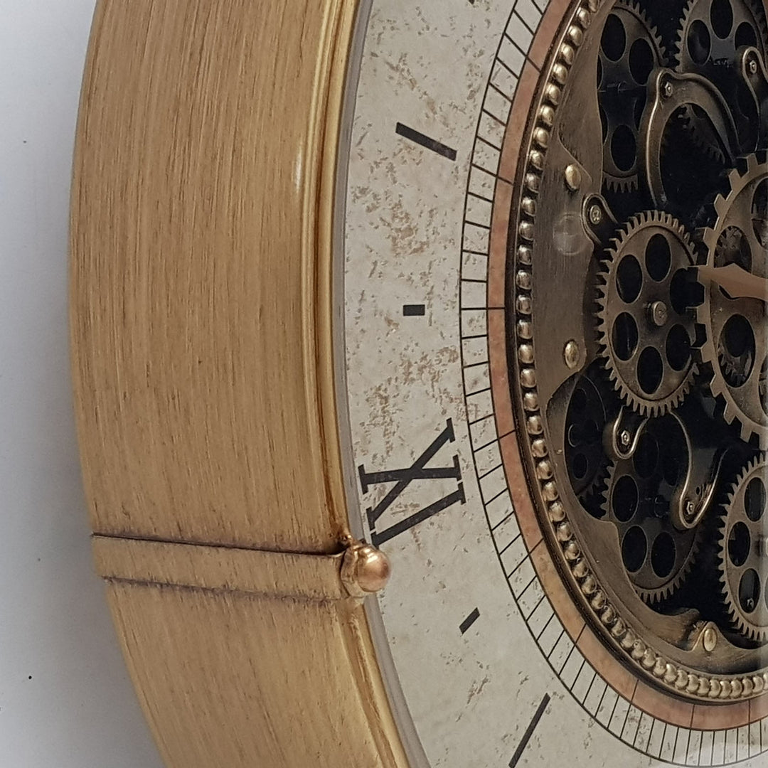 Chilli Decor Compass Golden Metal Moving Gears Wall Clock 60cm TQ-Y678 9