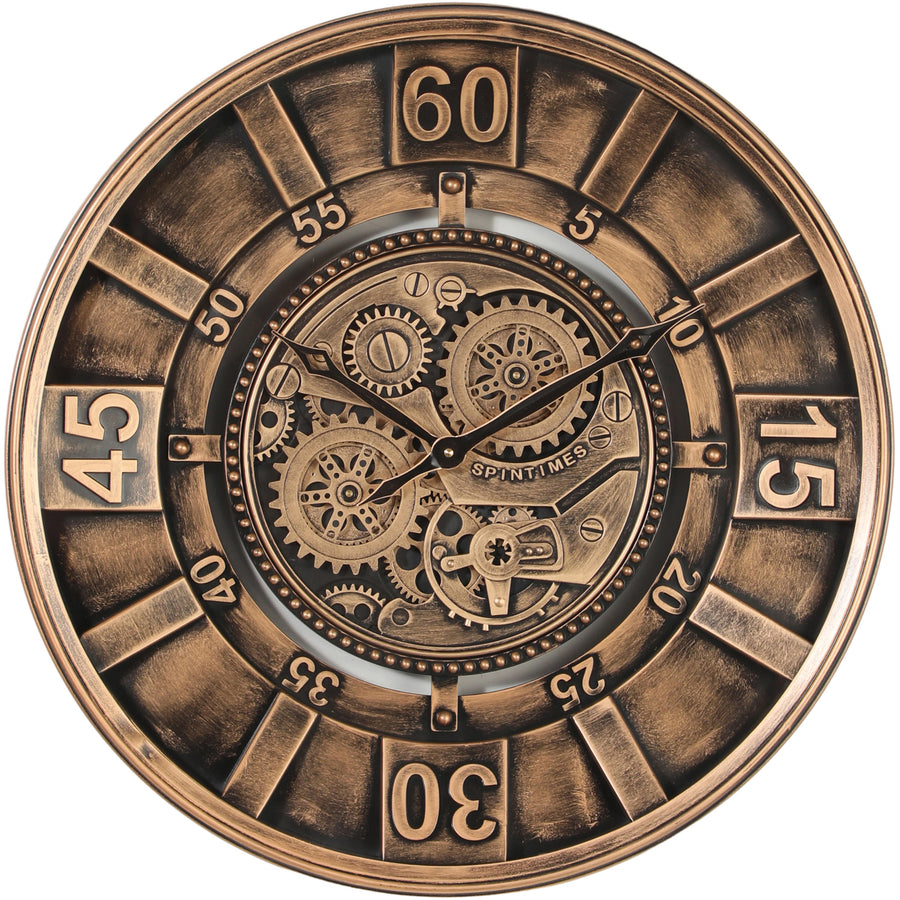 Chilli Decor Contara Industrial Bronze Metal Moving Gears Wall Clock 60cm TQ-Y756 1