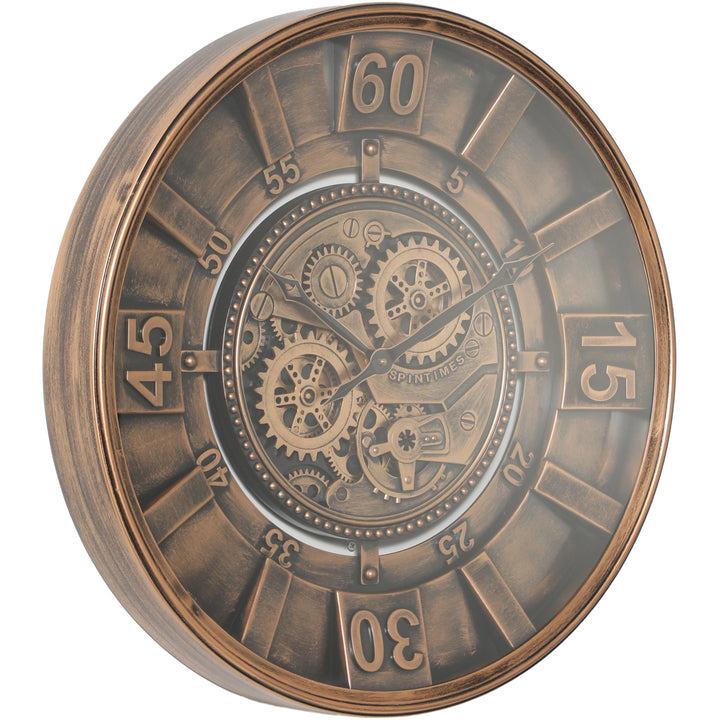 Chilli Decor Contara Industrial Bronze Metal Moving Gears Wall Clock 60cm TQ-Y756 2