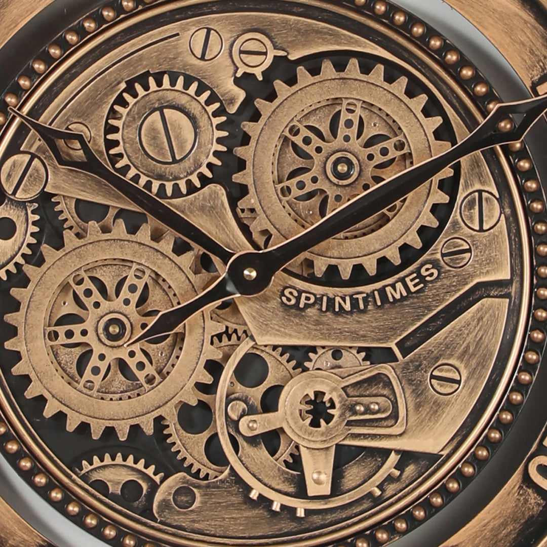 Chilli Decor Contara Industrial Bronze Metal Moving Gears Wall Clock 60cm TQ-Y756 3