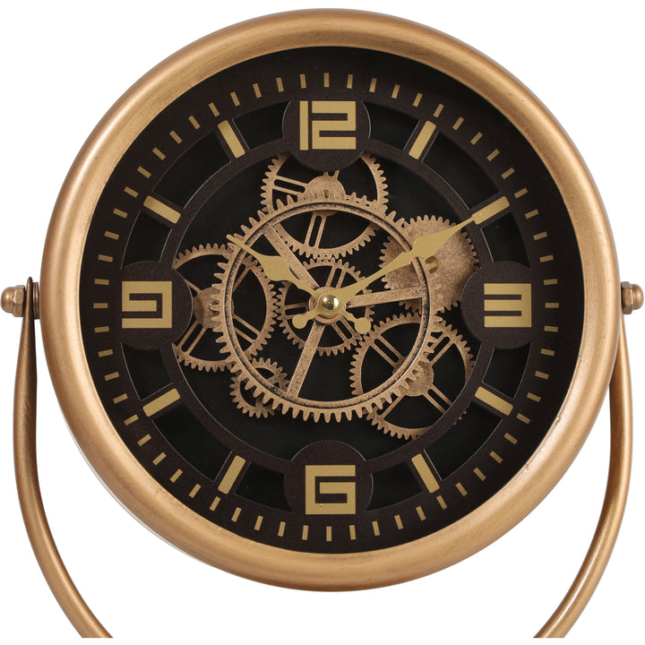 Chilli Decor Costa Industrial Gold Metal Moving Gears Footed Stem Desk Clock 45cm TQ-Y759 8