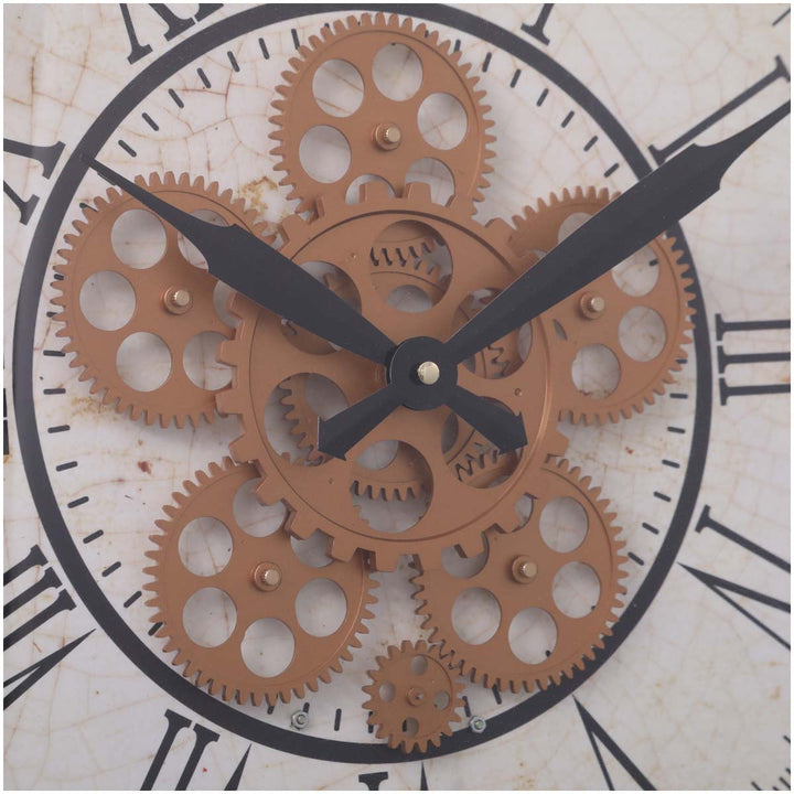 Chilli Decor Dominique Domed Glass Face White Metal Moving Gears Wall Clock 53cm TQ-Y687 4