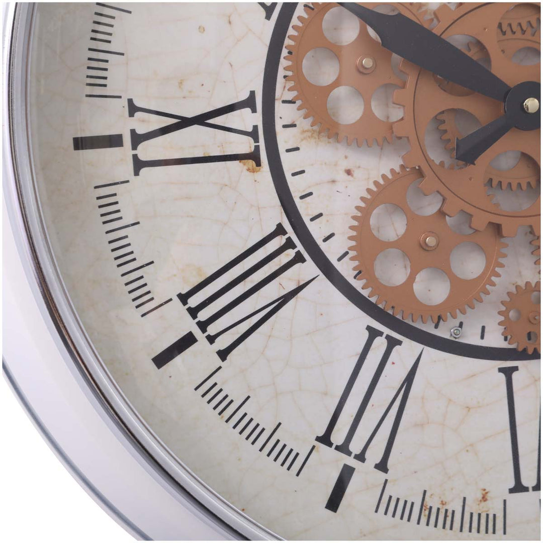 Chilli Decor Dominique Domed Glass Face White Metal Moving Gears Wall Clock 53cm TQ-Y687 5