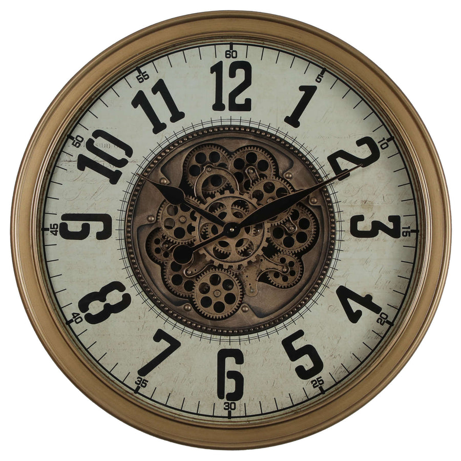 Chilli Decor Duke Industrial Gold Metal Moving Gears Wall Clock 65cm TQ-Y741 1