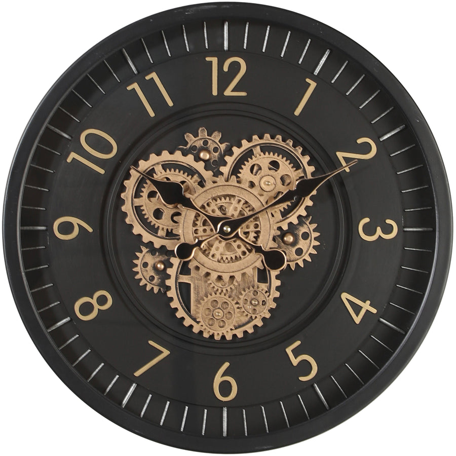 Chilli Decor Dyson Modern Black Metal Moving Gears Wall Clock 46cm TQ-Y751 1