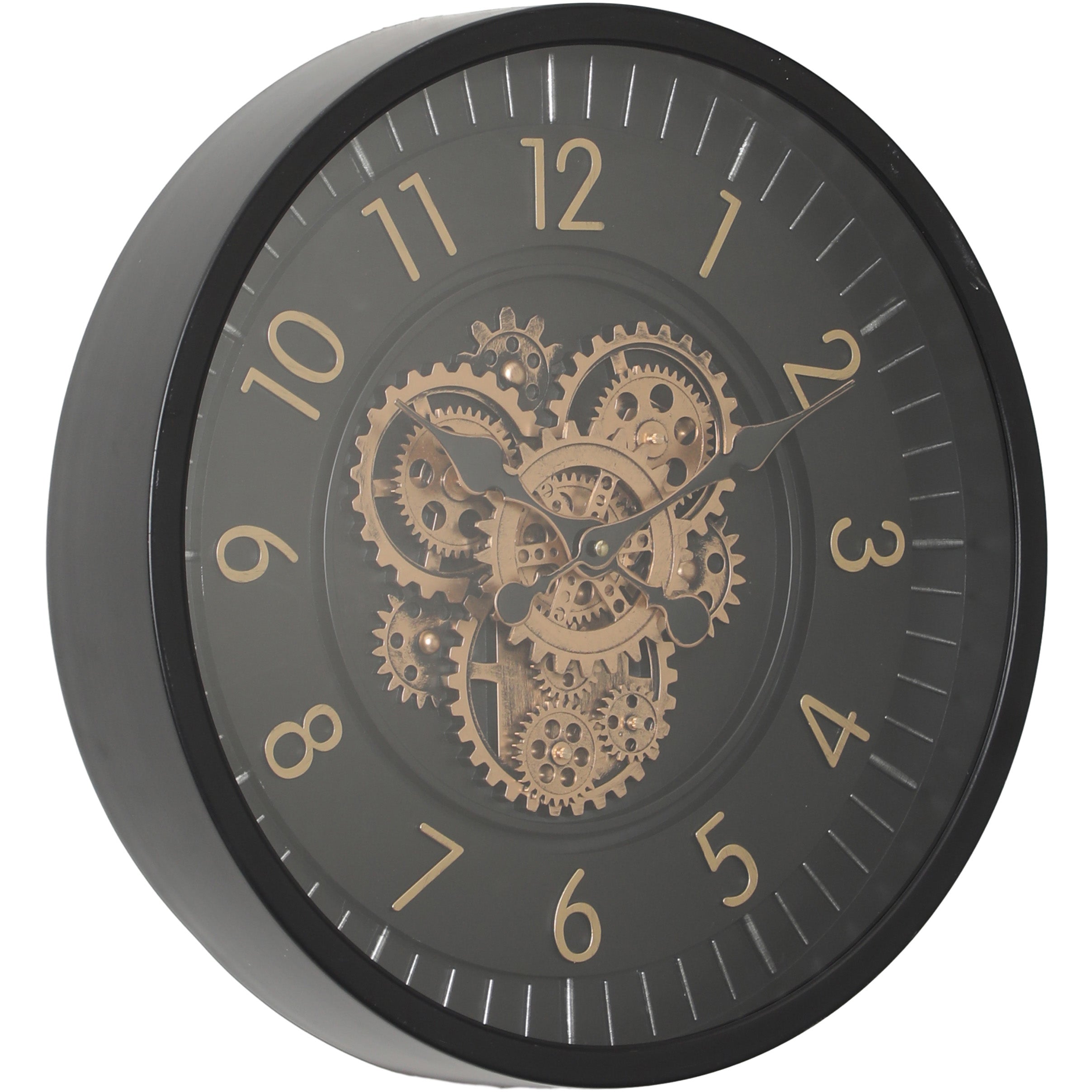 Buy Dyson Modern Black Metal Moving Gears Wall Clock 46cm Online – Oh Clocks