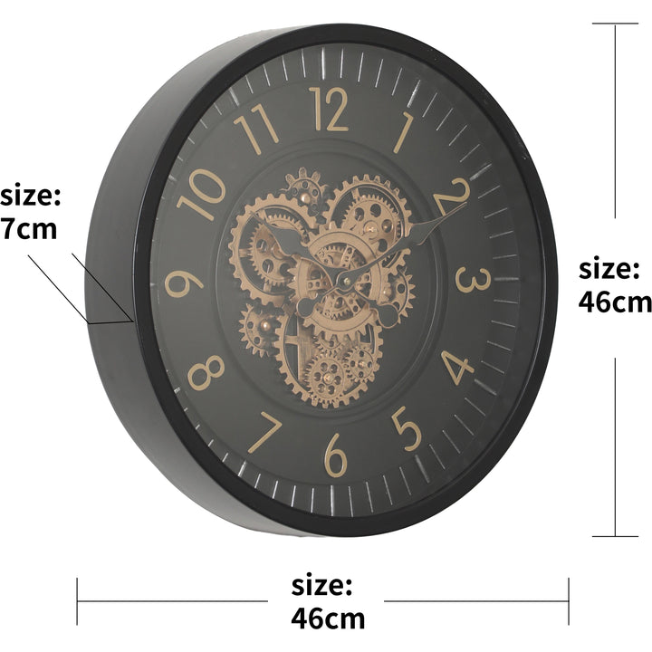 Chilli Decor Dyson Modern Black Metal Moving Gears Wall Clock 46cm TQ-Y751 7