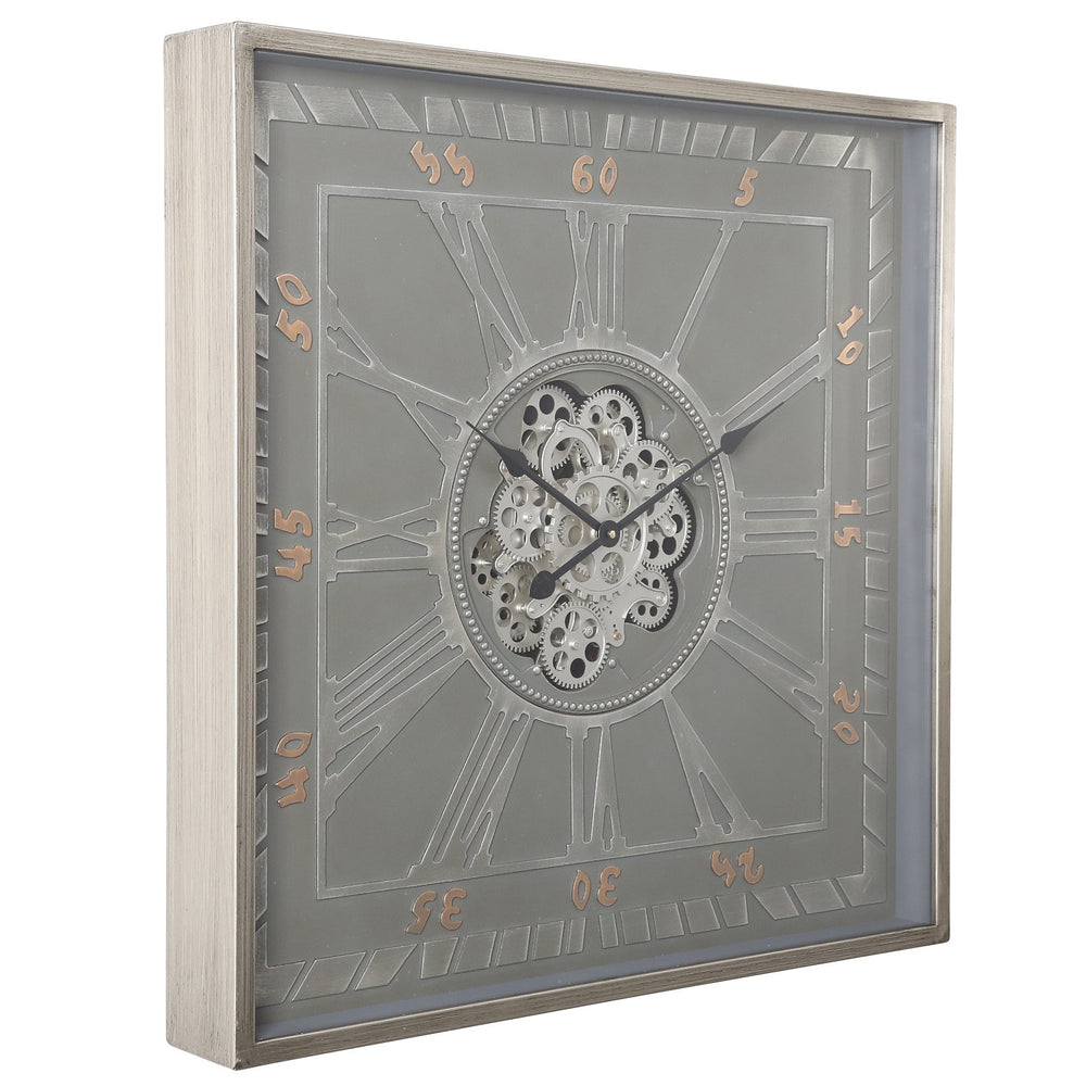 Chilli Decor Eddie Square Distressed Metal Moving Gears Wall Clock 80cm TQ-Y669 2