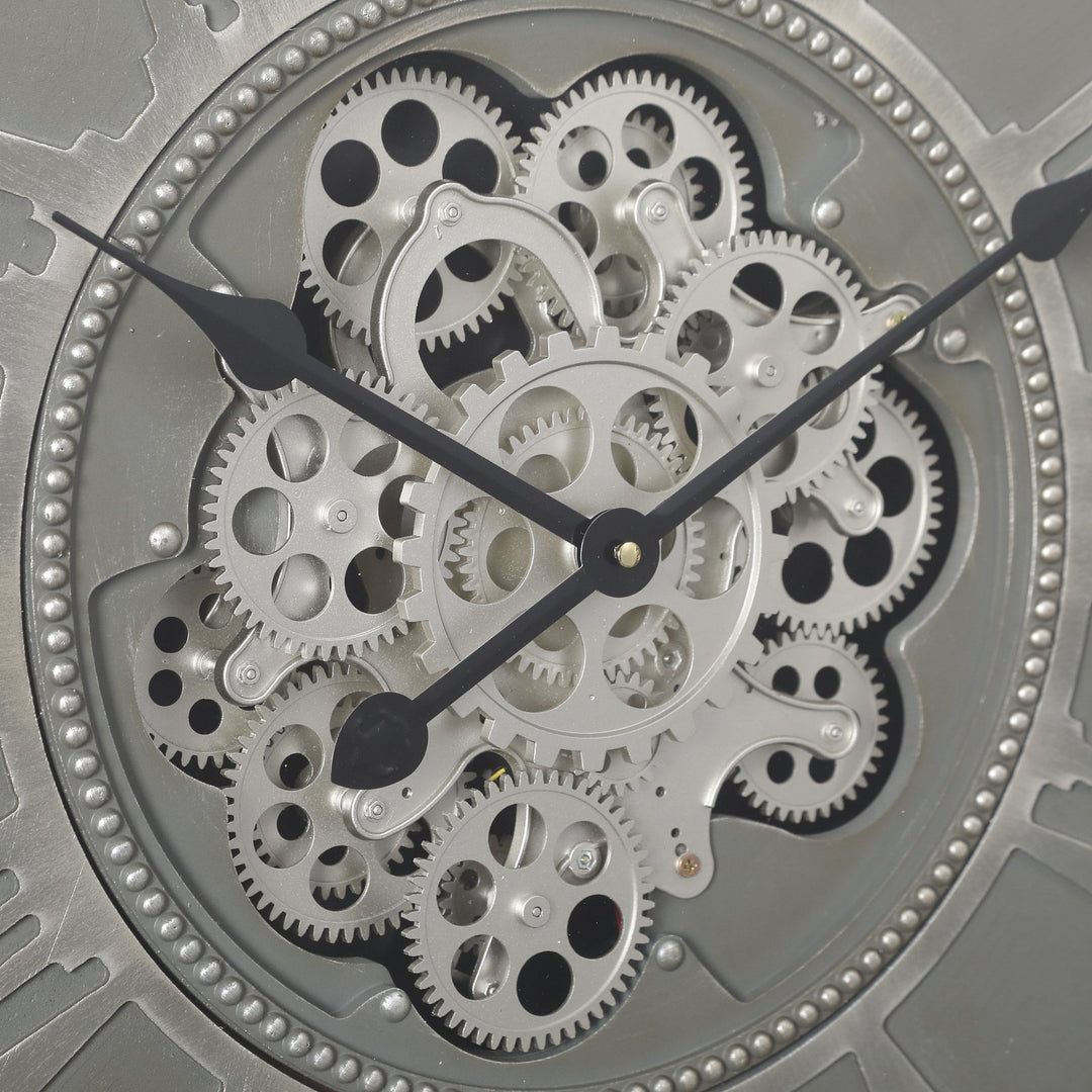 Chilli Decor Eddie Square Distressed Metal Moving Gears Wall Clock 80cm TQ-Y669 4