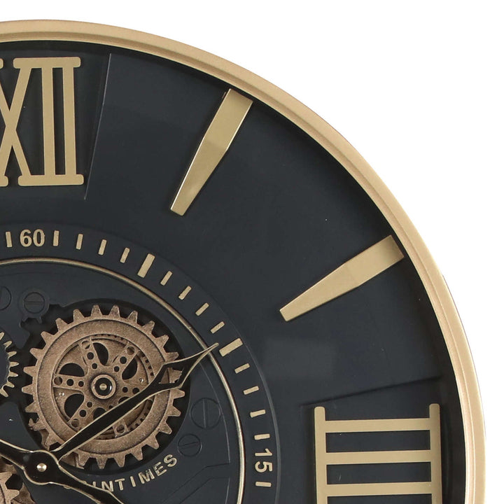 Chilli Decor El Dorado Gold and Black Metal Moving Gears Wall Clock 60cm TQ-Y736 2