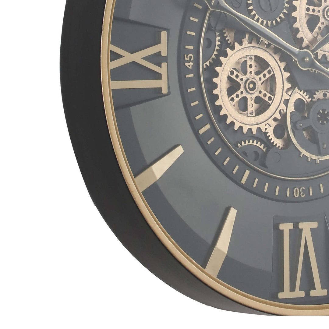Chilli Decor El Dorado Gold and Black Metal Moving Gears Wall Clock 60cm TQ-Y736 3