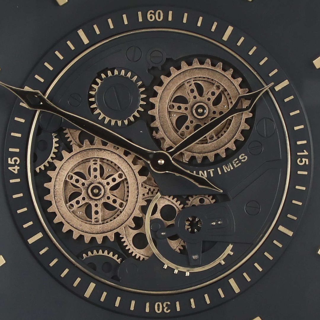 Chilli Decor El Dorado Gold and Black Metal Moving Gears Wall Clock 60cm TQ-Y736 4